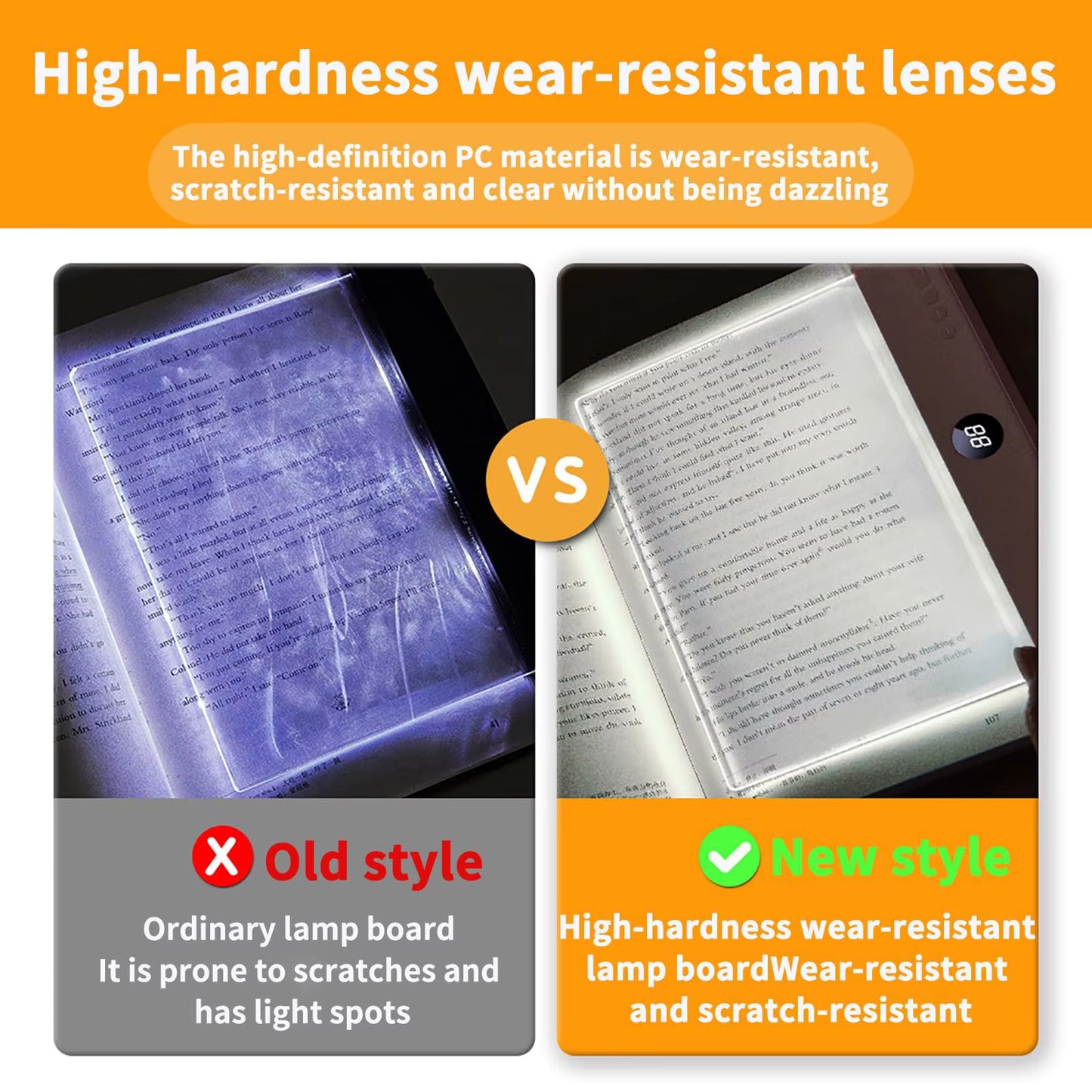 2 in 1 Night Lights LED Flat Panel Book Light USB Charging Eye Protection Night Vision Reading Lamp for Students Indoor Use