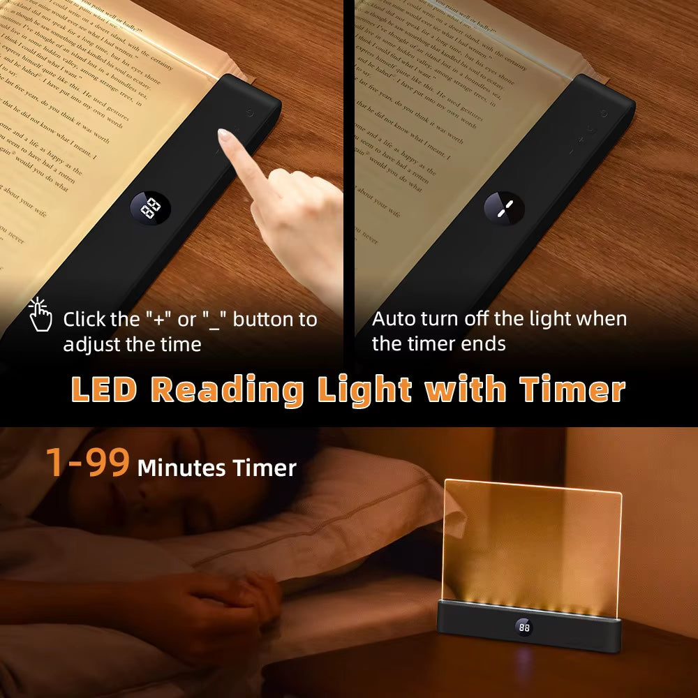 2 in 1 Night Lights LED Flat Panel Book Light USB Charging Eye Protection Night Vision Reading Lamp for Students Indoor Use